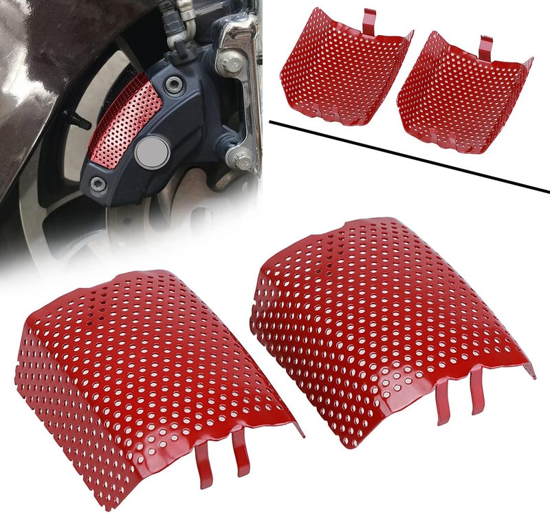 YDLMT 304 Stainless Steel Red Front Brake Caliper Screen Inserts Set Covers for Harley Touring Road King Street Glide Electra Glide FLHT FLHR FLHX FLTRX FLTRU V-Rod - Image 4